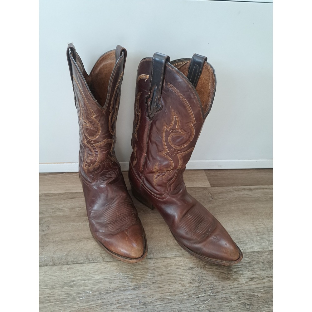 Resistol Ranch Mens Brown Leather Cowboy Western Boots M3655J Size 12 D